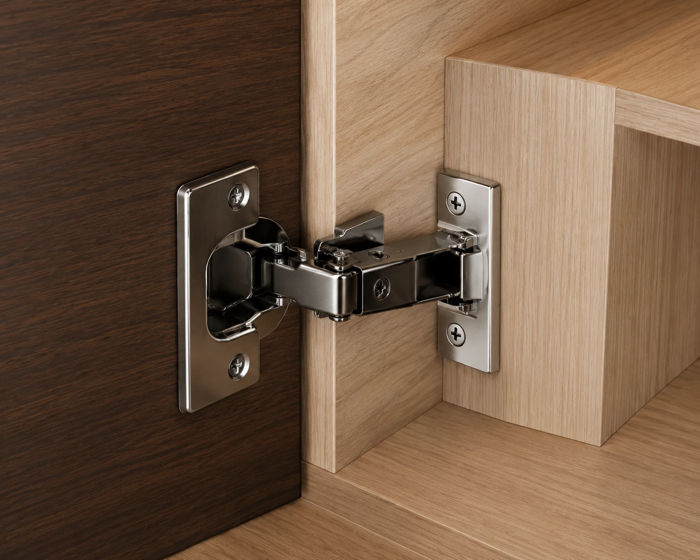 Close-up of premium brass cabinet hardware